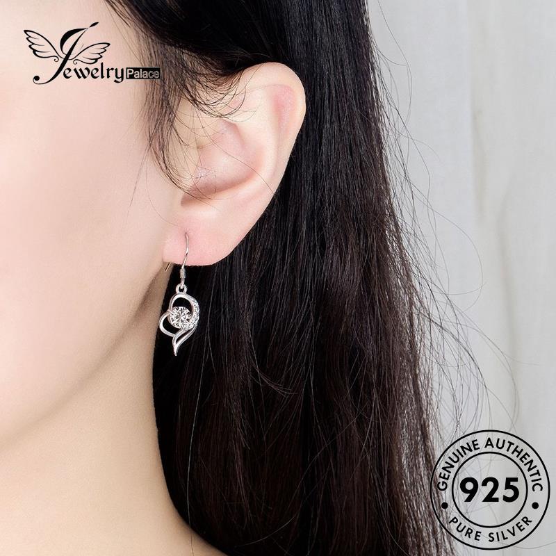 Jewelrypalace Asli Temperamen Wanita Bentuk Perak Anting Hati Pengait Safir925 E479