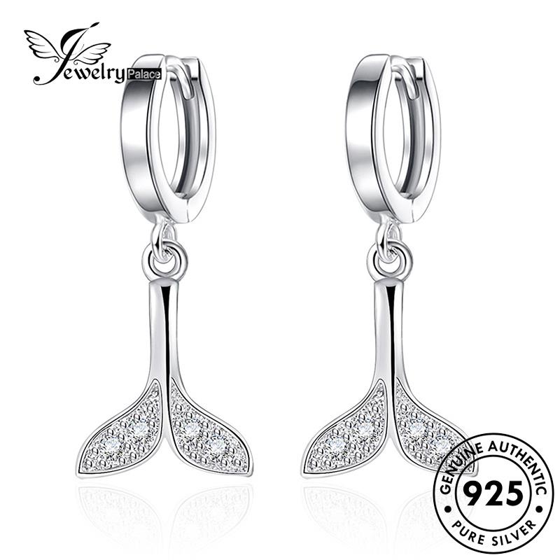 Jewelrypalace Anting Asli Simple Moissanite Wanita Hoop Fishtail Perak925Berlian E426