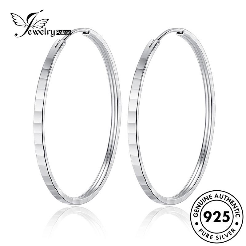 Jewelrypalace Anting Lingkaran Asli Tusuk Simple925 Perak Wanita E427