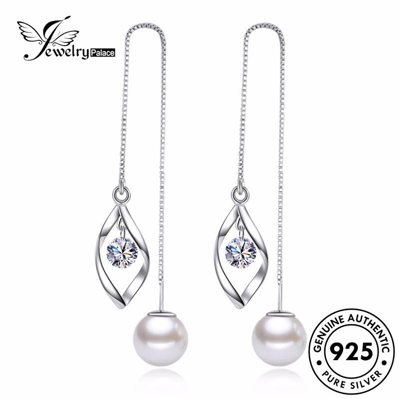 Jewelrypalace Temperamen Asli Wanita Perak Anting Tetesan Air Droplet925Mutiara E614