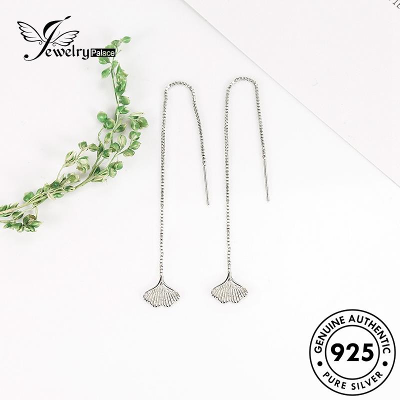 Jewelrypalace Leaf Drop Asli Wanita925 Anting Ginkgo Perak Kreatif E631