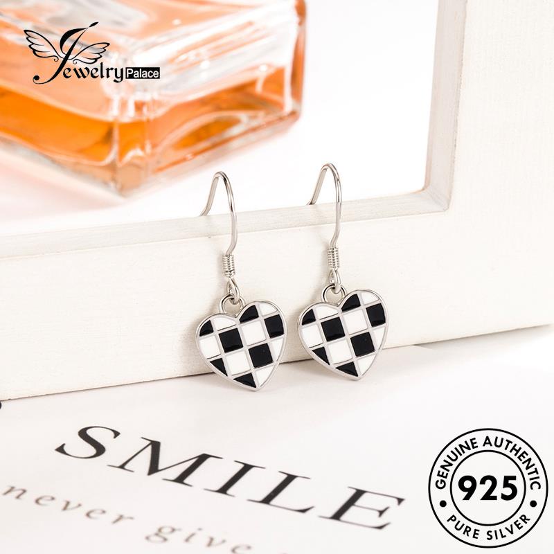 Jewelrypalace Anting Perak Asli Kait925 Checkerboard Retro Wanita E707