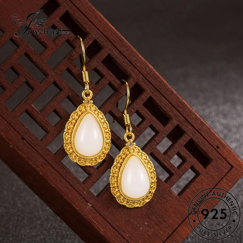 Jewelrypalace Anting Emas925 Giok Perak Asli Wanita Hook Lace Vintage E718