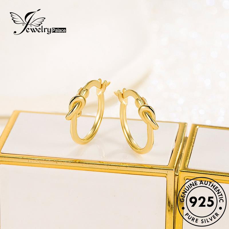 Jewelrypalace Anting Hoop Lingkaran Perak Asli Wanita925 Gold Simple E692