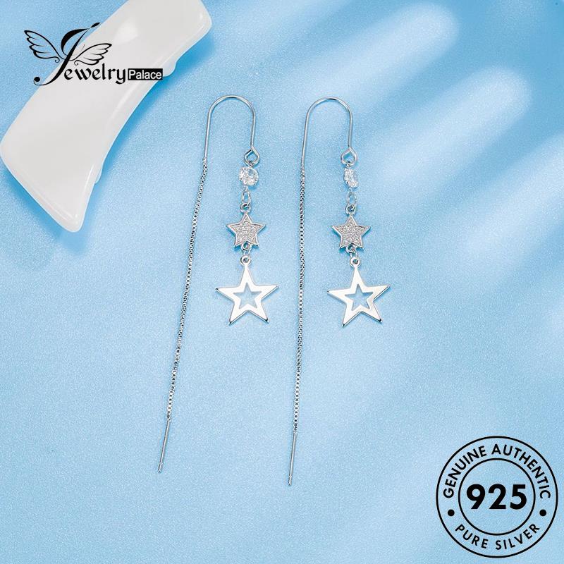 Jewelrypalace Cerah925 Wanita Perak Asli Anting Stars Drop E779