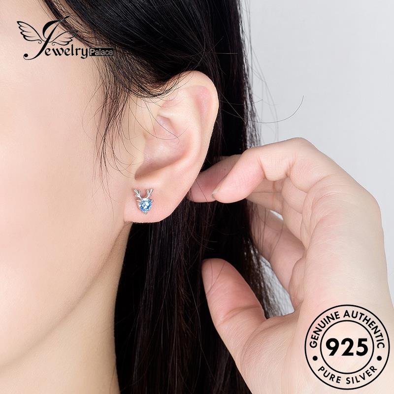 Jewelrypalace Tanduk Stud Wanita Sapphire Forest Asli925 Anting Perak E748