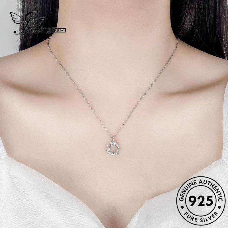 Jewelrypalace Emas Karangan Bunga925 Asli Kalung Wanita Beruntung Perak N26