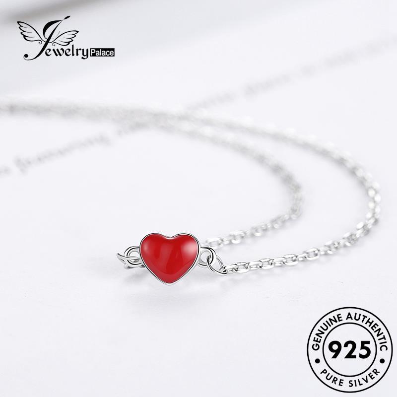Jewelrypalace Creative Silver Asli Hati925 Wanita Kalung Merah N27