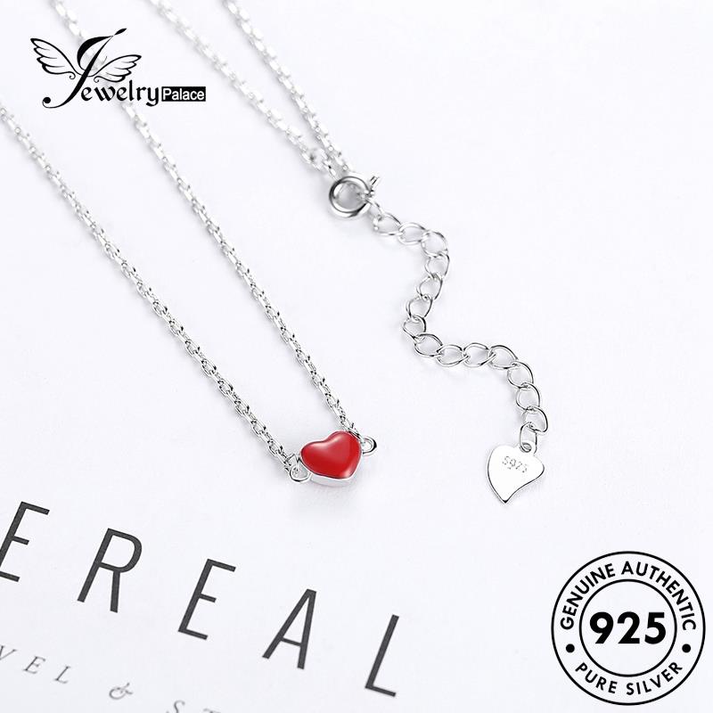 Jewelrypalace Creative Silver Asli Hati925 Wanita Kalung Merah N27