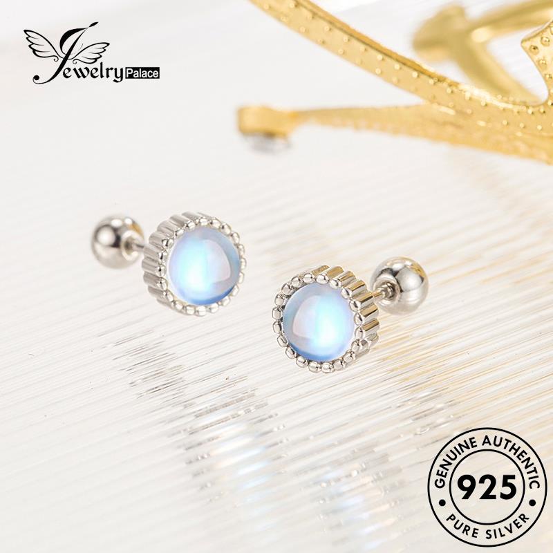 Perhiasantempat Wanita Stud Moonstone Anting Perak925 Love Elegant Asli E784