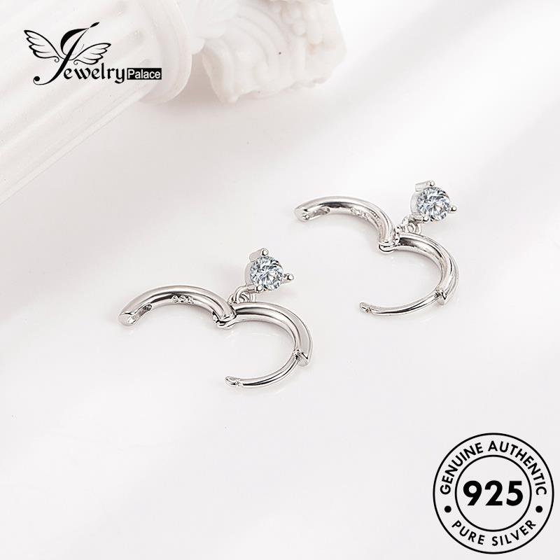 Jewelrypalace Romantic Hoop Anting Perak925 Berlian Asli Wanita Moissanite Senior E785