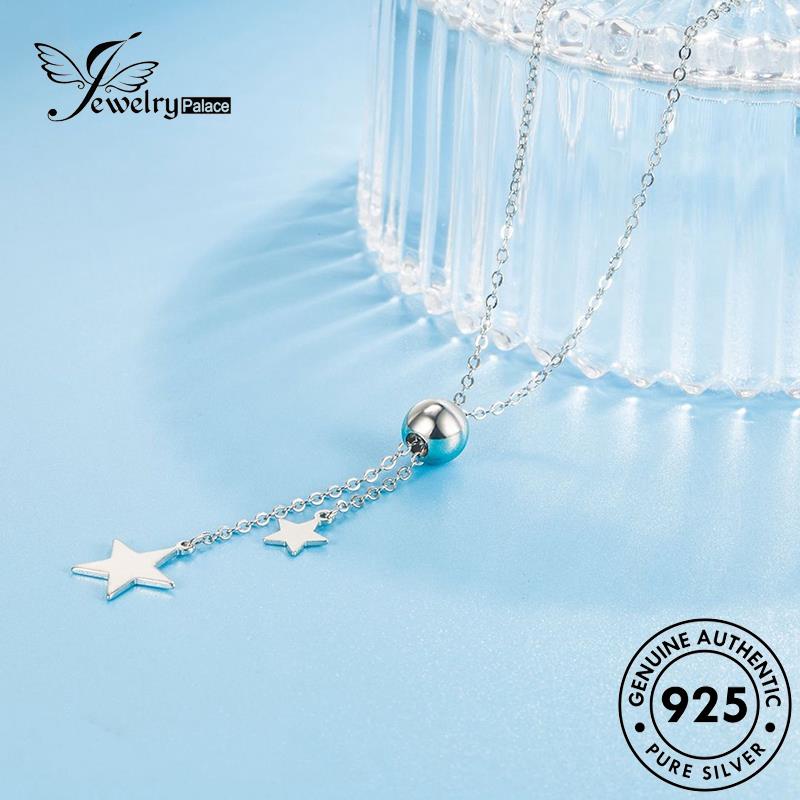 Jewelrypalace Simple Asli925 Berlian Kalung Perhiasan Perak Wanita Moissanite M046