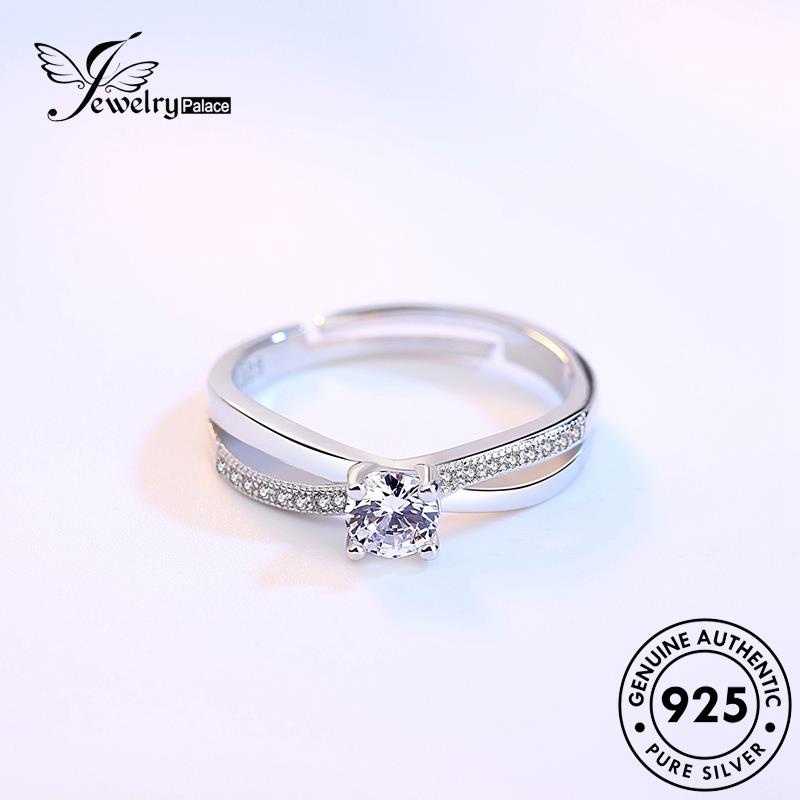 Jewelrypalace Original Cincin Moissanite Berlian Wanita Perak Silang925 Fashion R3