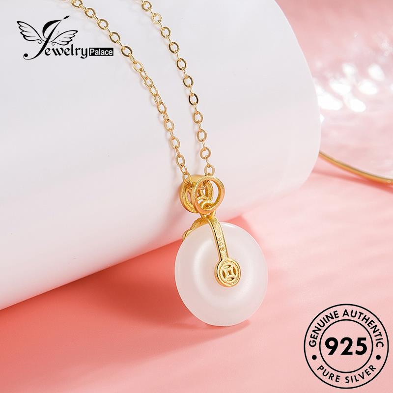 Jewelrypalace Gold Koin Asli Kalung Giok Wanita925 Perak Elegan N293