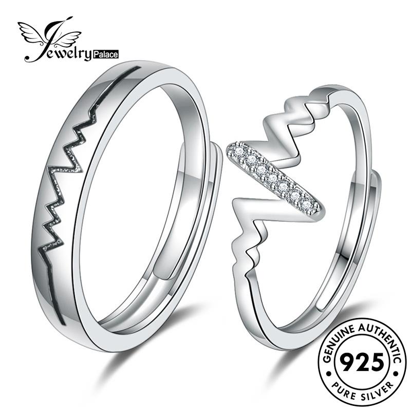 Tempat Perhiasan Cincin Couple Perak925 Electrogram Asli Simple Love R84