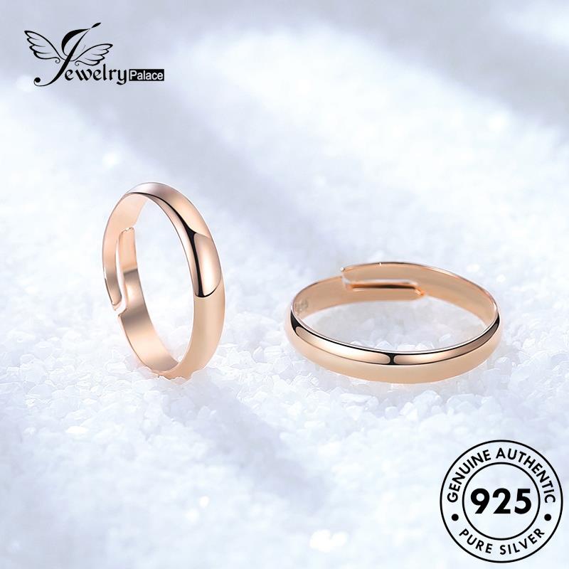 Perhiasanpalace Glossy925 Cincin Asli Perak Simple Couple Gold R85