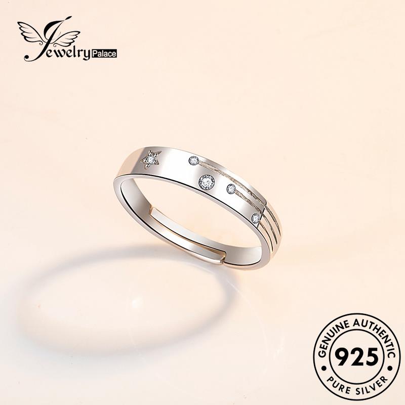 Jewelrypalace Cincin Simple925 Berlian Perak Moissanite Asli Perhiasan Couple M062