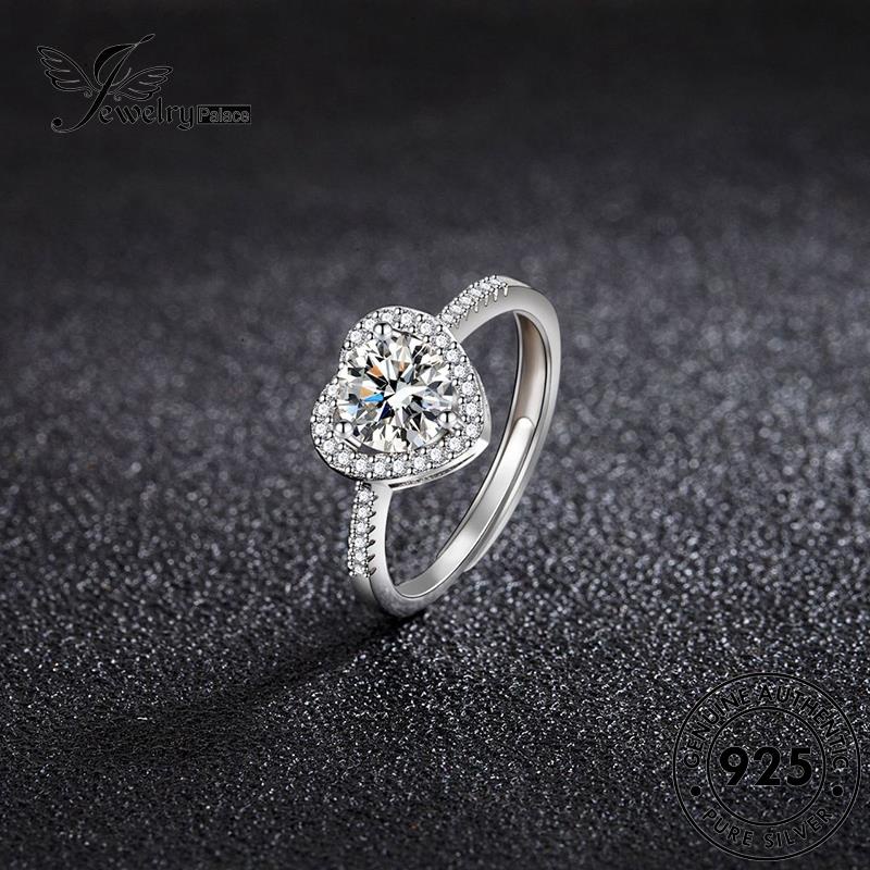 Jewelrypalace Cincin Moissanite Hollow Asli925 Wanita Perak Hati Berlian R122