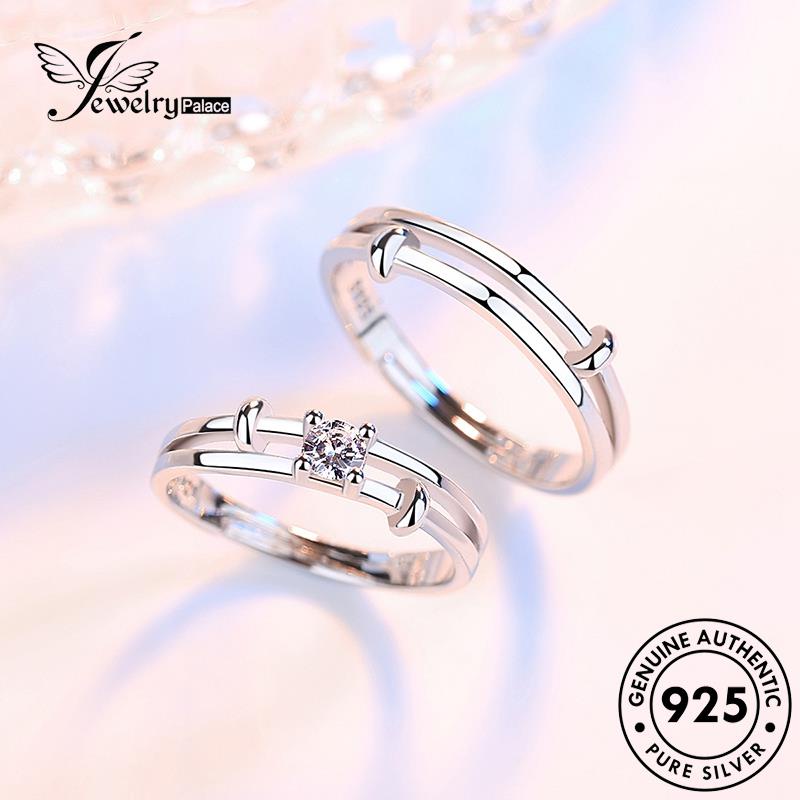 Jewelrypalace Perak Tangan Fashion Couple Asli Moissanite Berlian Rings925 R70