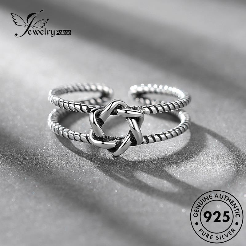 Perhiasantempat Cincin Wanita Perak925 Retro Asli Pentagram R198