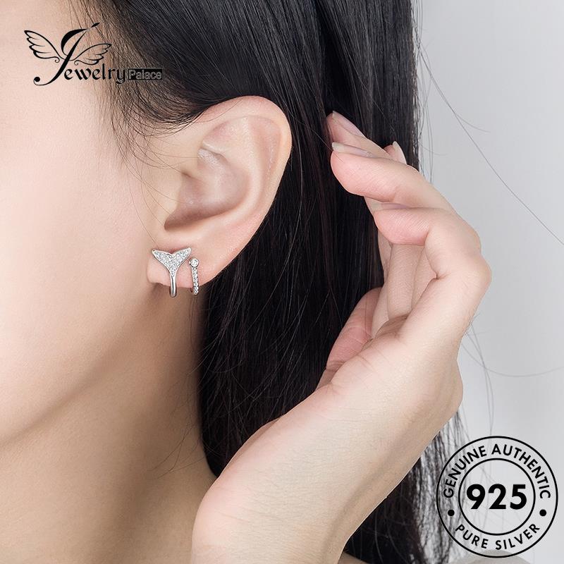 Jewelrypalace Anting Perak Moissanite Berlian Niche Ikan Asli925Wanita Kait Ekor E802