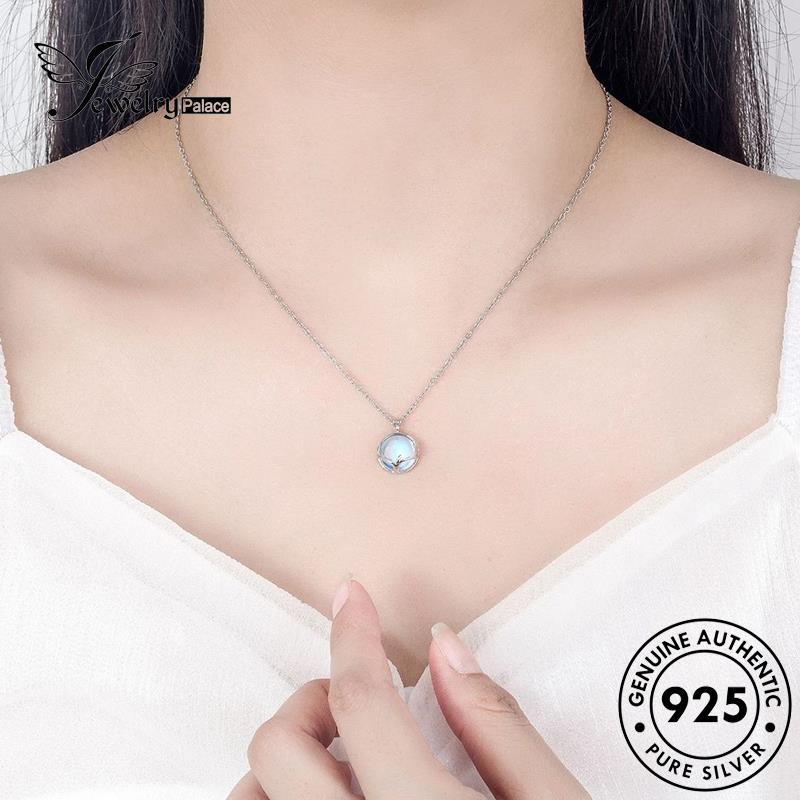 Jewelrypalace A Deer Opal Original Set925 Wanita Kalung Perak Mewah Dengan Lampu Emas S16