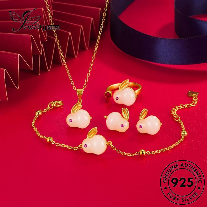 Jewelrypalace925kalung Giok Lucu Asli Wanita Set Silver Rabbit S22