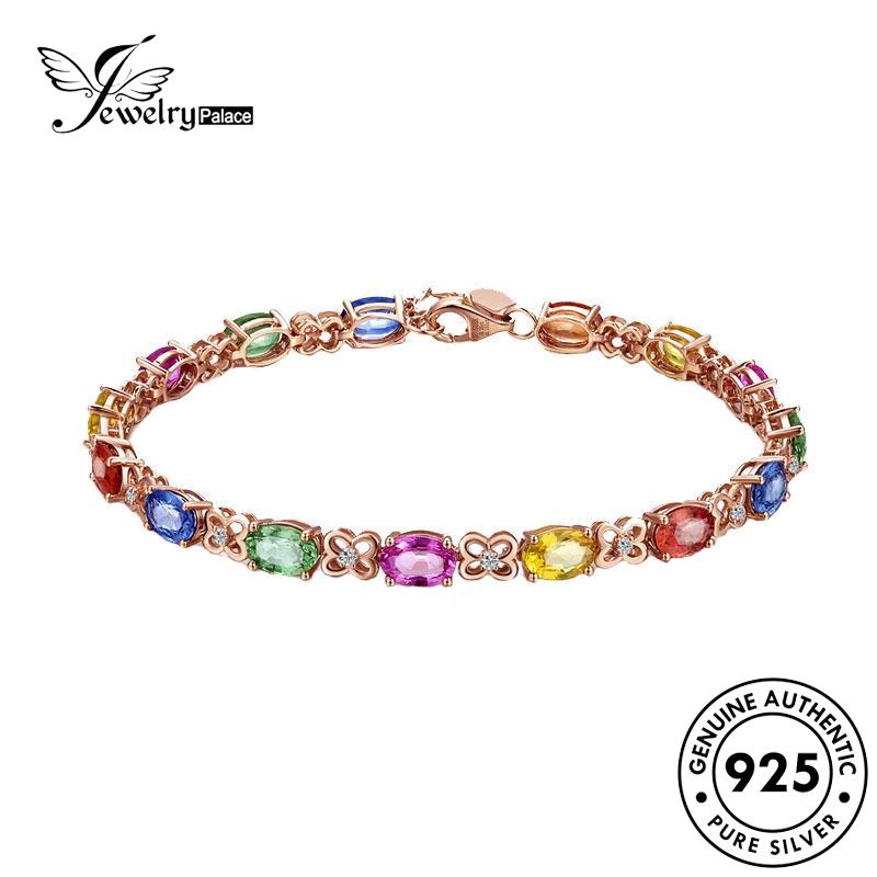 Jewelrypalace Gelang Emas Perak Wanita 925 Kristal Kotak Asli B32