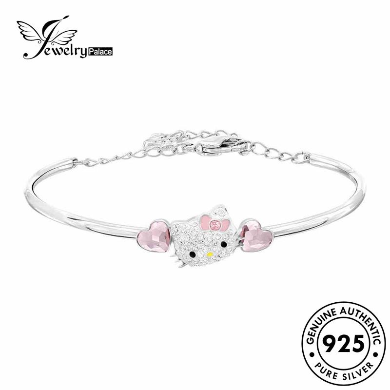 Jewelrypalace Gelang Kristal Berlian Kucing Pink The Women Silver Asli925 B137