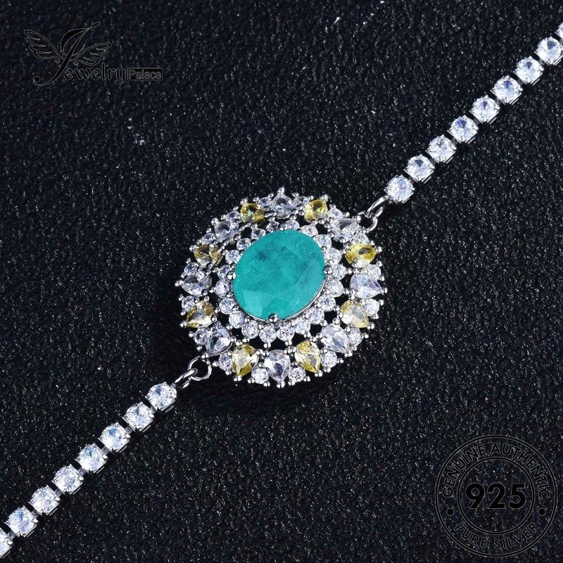 Jewelrypalace925 Gelang Wanita Perak Aquamarine Asli B282