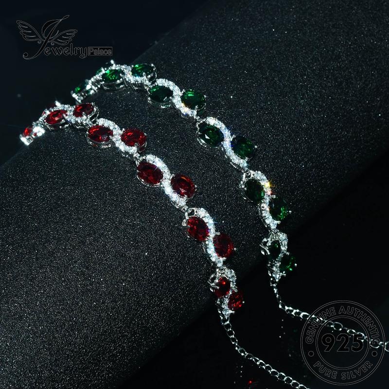 Jewelrypalace Gelang925 Ruby Wanita Asli Oval Perak B284