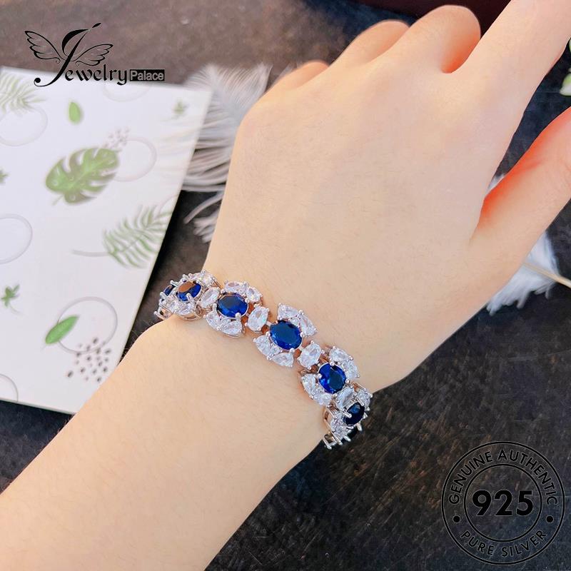 Jewelrypalace Square Asli Sapphire Wanita925 Gelang Perak B572