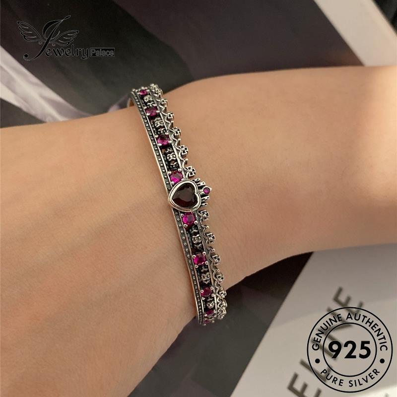 Jewelrypalace925 Mahkota Amethyst Asli Gelang Wanita Perak Vintage B577