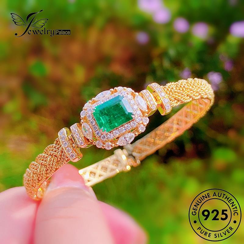 Jewelrypalace Emerald Asli Gelang Tenun925 Gold Mewah Perak Wanita B600