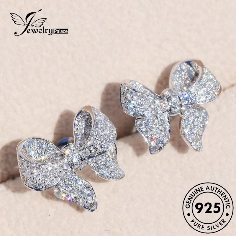 Jewelrypalace Moissanite Dasi925 Anting Wanita Berlian Asli Bow Stud Silver E147