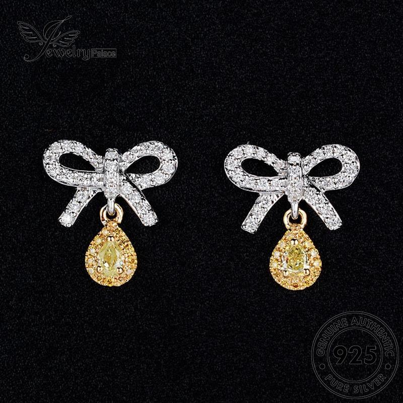 Jewelrypalace Wanita Bow Pink Anting Perak925 Berlian Ikat Stud Kristal Asli E151