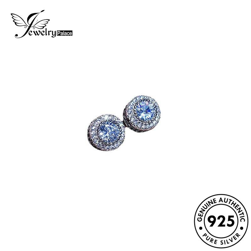 Jewelrypalace Stud Emas Asli Bulat Moissanite Berlian925 Perak Wanita Anting E34