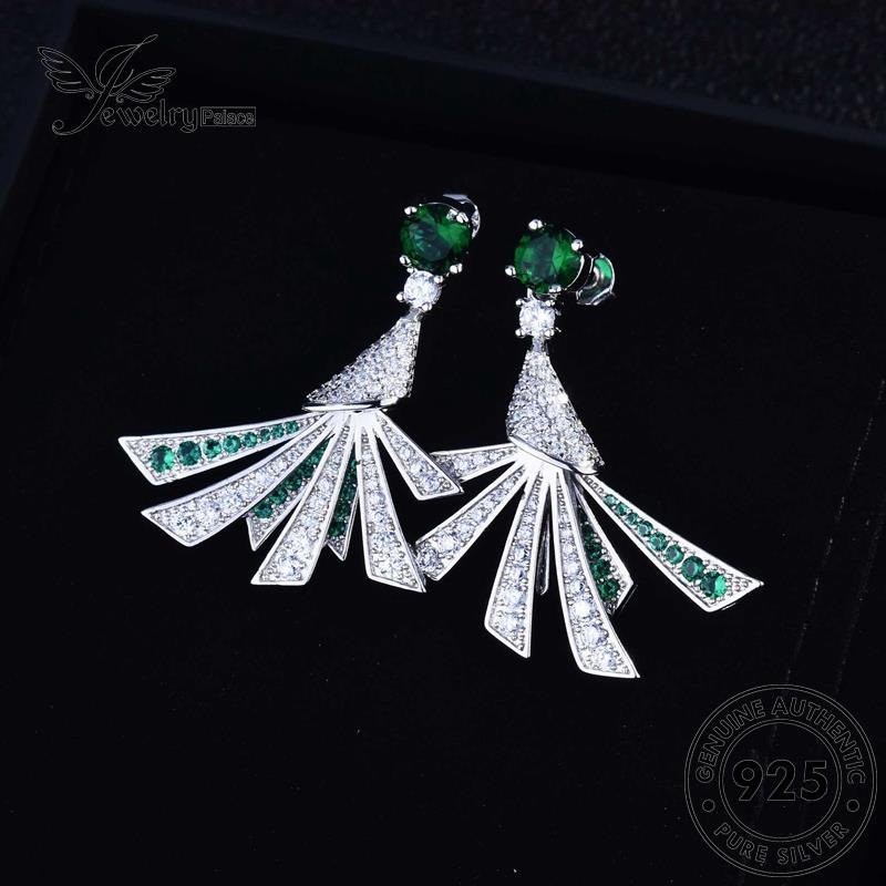 Jewelrypalace 925original Anting Wanita Sektor Stud Zamrud Perak E820