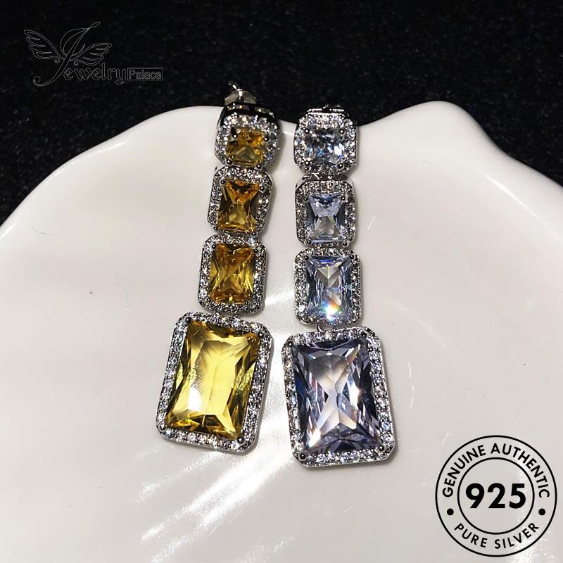 Jewelrypalace Citrine Anting Tusuk Kolom Perak Wanita Asli925 Kotak E918