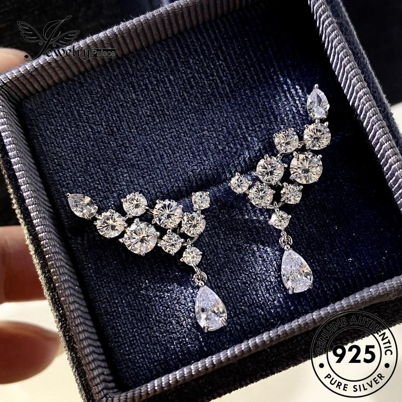 Jewelrypalace Berlian Sayap Wanita Perak Anting Stud Asli925 Moissanite E926