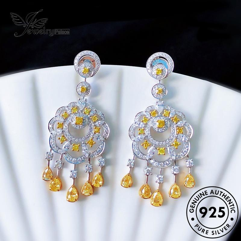 Jewelrypalace Asli Bentuk Stud Silver Citrine Anting Drop Wanita925 E890