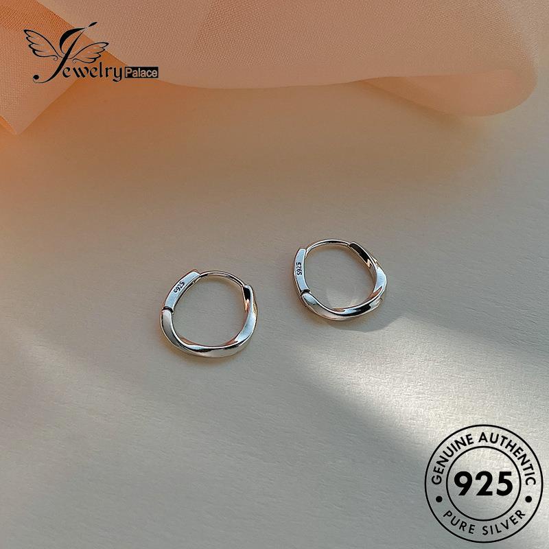 Tempat Perhiasan Wanita Emas Asli925 Anting Hoop Distorsi Perak E985