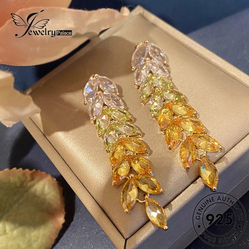 Jewelrypalace Citrine Gold Daun925 Perak Asli Wanita Anting Tusuk E1043