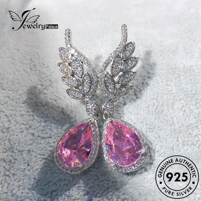 Jewelrypalace Asli Berlian Pink Wanita925 Anting Tusuk Sayap Kristal Perak E1045