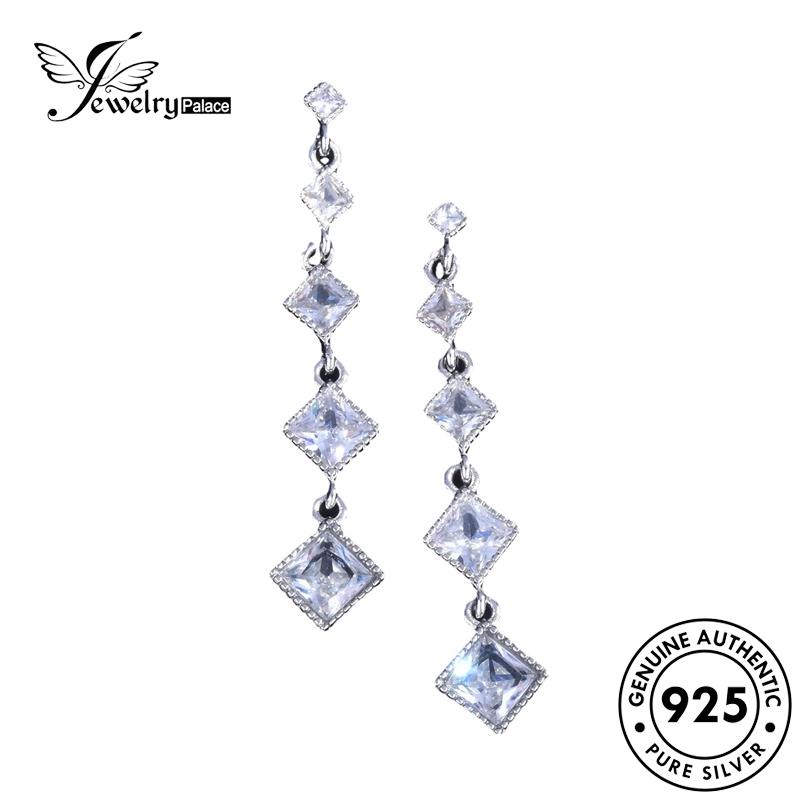 Jewelrypalace Stud Wanita Asli Anting925 Moissanite Persegi Berlian Perak E1061