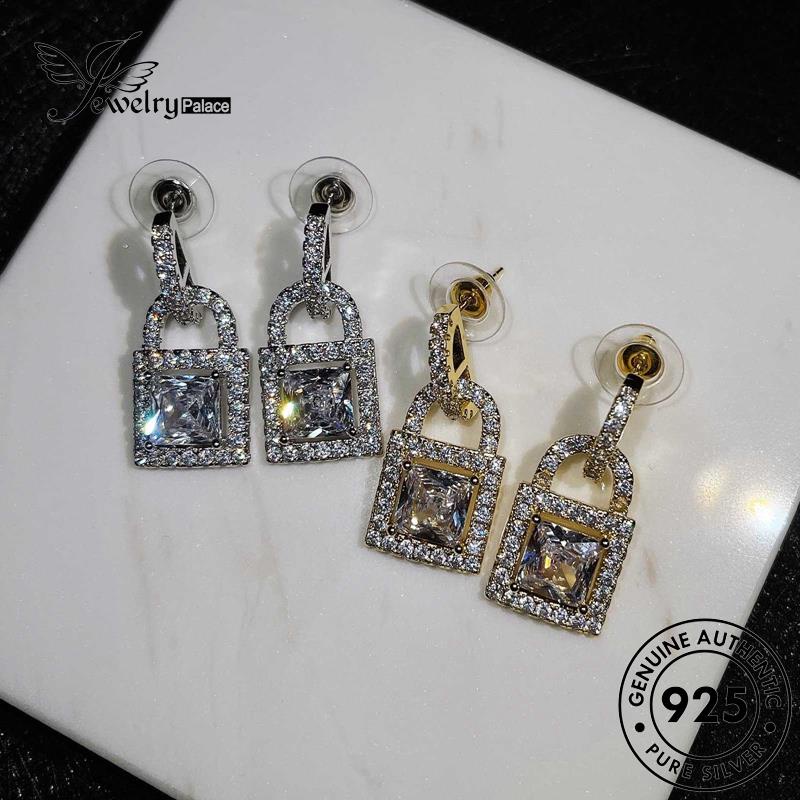 Jewelrypalace Anting Emas Persegi Moissanite Perak Tusuk Berlian Wanita Asli925 E1131