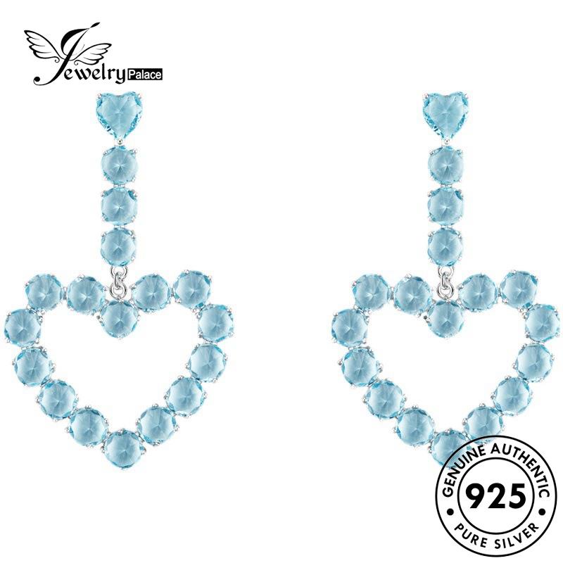 Jewelrypalace Stud925 Anting Berlian Pink Love Wanita Kristal Perak Asli E1156