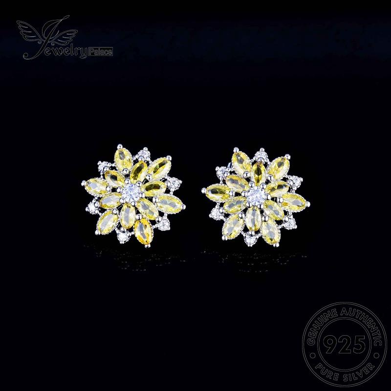 Jewelrypalace Citrine Stud925 Wanita Asli Silver Anting Daisy Bunga E1109