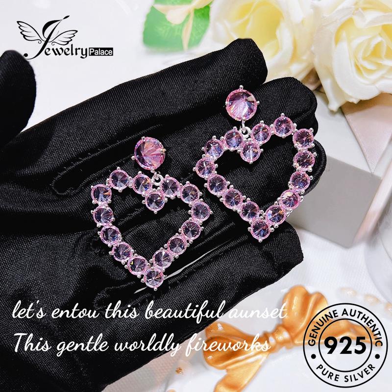 Jewelrypalace Pink925 Wanita Berlian Silver Kristal Love Anting Stud Asli E1159