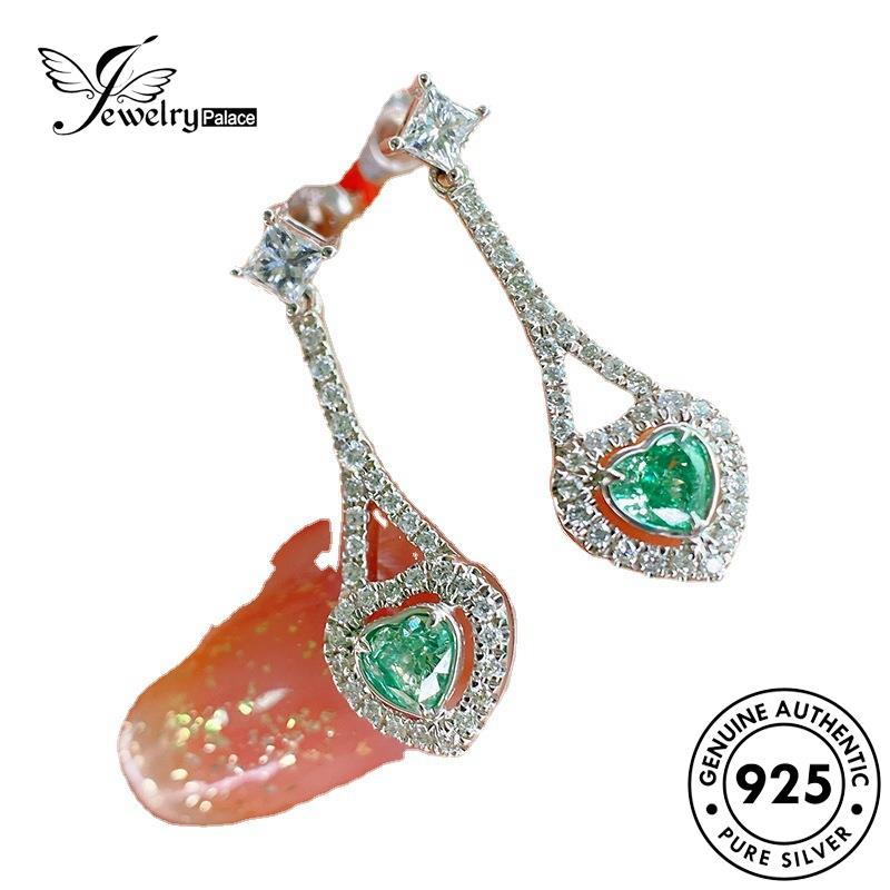 Jewelrypalace925 Anting Perak Tusuk Zamrud Asli Love Wanita E1279